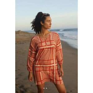 ANTHROPOLOGIE Ro’s Garden Tunic Dress Size M Piper Orange Cover Up